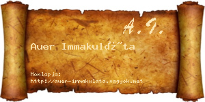 Auer Immakuláta névjegykártya